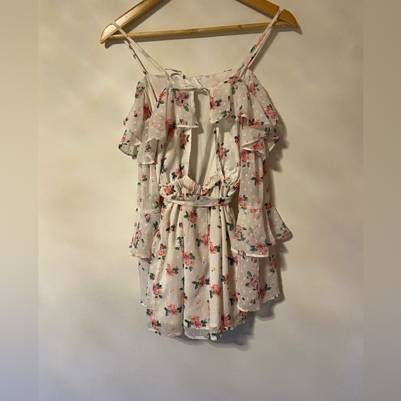 TOPSHOP Floral Cold Shoulder Long Sleeve Romper size 4 - Picture 5 of 7
